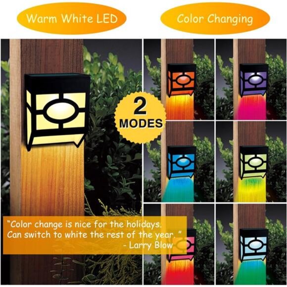 Solar Wall Lights Outdoor, 2 Modes Solar Led Waterproof Lighting for Deck - Picture 2 of 12